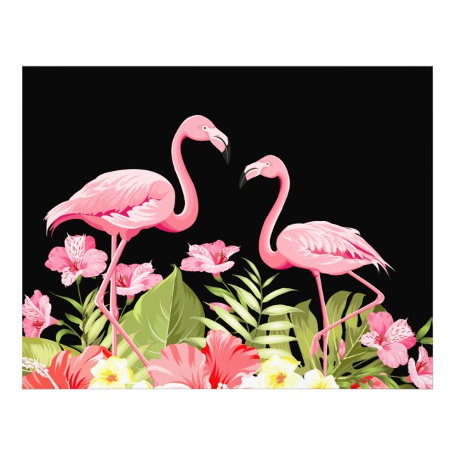 Tropische Blume und Flamingos-32146 Fotodruck (Vorne)