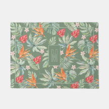 Tropische Blume und Foliage Fantasy mit Monogramm