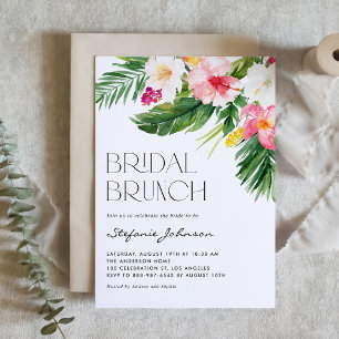 Tropische Blume und Greenery Summer Bridal Brunch Einladung