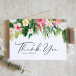 Tropische Blume und Grüne Sommer Geburtstag Dankeskarte<br><div class="desc">Schicken Sie uns einen Dank mit dieser anpassbaren Tropenkarte. Es verfügt über eine Aquarellgarage mit Plumeria,  Hibiskus,  Blätter aus Palmen und anderen tropischen Pflanzen und Blume. Personalisieren Sie diese,  indem Sie Ihre Daten hinzufügen. Diese Tropenkarte eignet sich hervorragend für Babyduschen,  Abschlüsse,  Geburtstage und vieles mehr. Matching-Elemente sind verfügbar.</div>