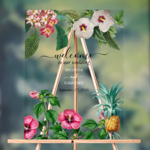 Tropische Blume und Hochzeiten im Grünen Acrylschild