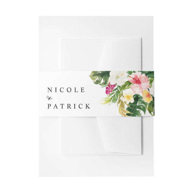 Tropische Blume und Hochzeiten im Grünen Einladungsbanderole (Vorderseite Beispiel)