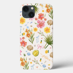 Tropische Blume und Muscheln an der Küste Case-Mate iPhone Hülle