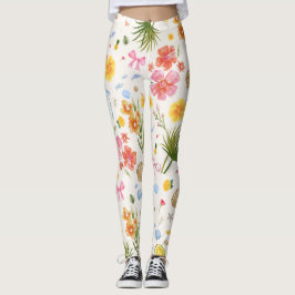 Tropische Blume und Muscheln aus der Küstenlandsch Leggings