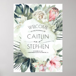 Tropische Blume und Palm Blätter Beach Wedding Poster
