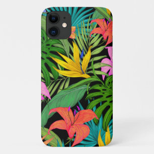 Tropische Blume und Palmenblatt Hawaiisch bunt Case-Mate iPhone Hülle