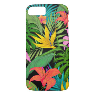 Tropische Blume und Palmenblatt Hawaiisch bunt Case-Mate iPhone Hülle