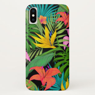 Tropische Blume und Palmenblatt Hawaiisch bunt Case-Mate iPhone Hülle