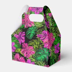 Tropische Blume und Pflanze in Schwarz Geschenkschachtel