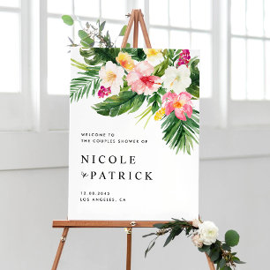 Tropische Blume und Probe im Grünen Poster