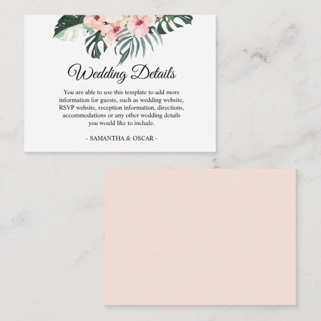 Tropische Blume und rosa Flamingo Beauty Begleitkarte (Vorne/Hinten)