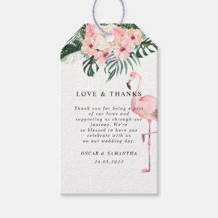 Tropische Blume und rosa Flamingo Beauty Geschenkanhänger