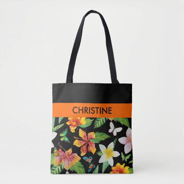Tropische Blume und Schmetterlinge (Vorderseite)