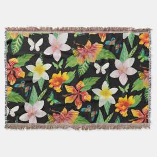 Tropische Blume und Schmetterlinge Decke