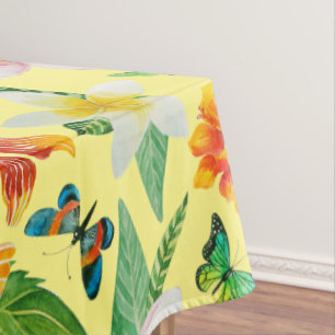 Tropische Blume und Schmetterlinge Tischdecke