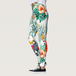 Tropische Blume und Toucan Leggings
