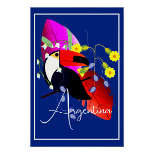 Tropische Blume und Toucan Poster