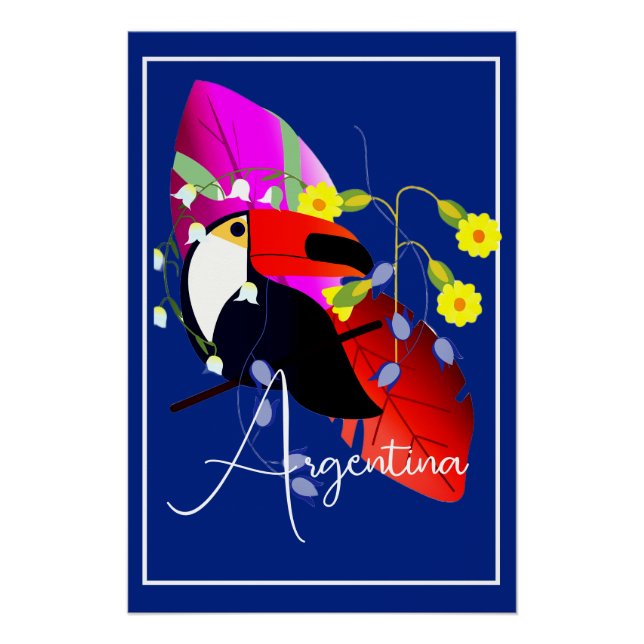 Tropische Blume und Toucan Poster (Vorderseite)
