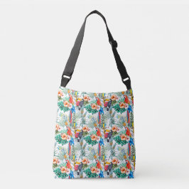 Tropische Blume und Toucan Tragetaschen Mit Langen Trägern