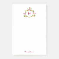 Tropische Blume und Vögel mit Monogramm Notepad