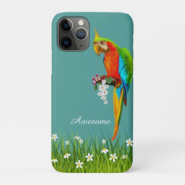 Tropische Blume und Weiß auf Aquamarinen Case-Mate iPhone Hülle (Rückseite)