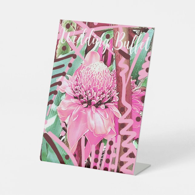 Tropische Blume von Hochzeitsbuffet Sockelschild (Vorderseite)