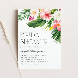 Tropische Blume Wasserfarbe Sommerliches Brautpart Einladung