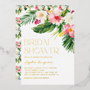 Tropische Blume Wasserfarbe Sommerliches Brautpart Folieneinladung