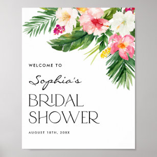 Tropische Blume Wasserfarbe Sommerliches Brautpart Poster