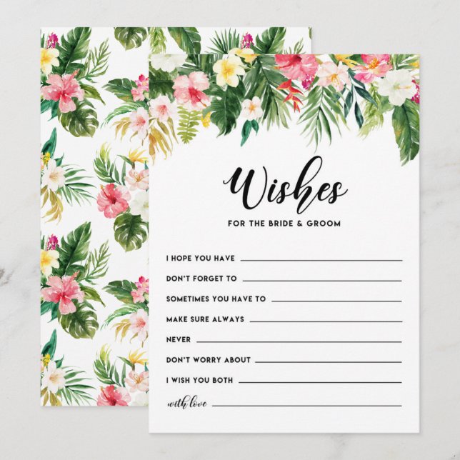 Tropische Blume wollen Braut und Bräutigam Hinweiskarte (Vorne/Hinten)