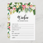 Tropische Blume wollen Braut und Bräutigam Hinweiskarte<br><div class="desc">Tropische Blume wünschen sich die Bride and Groom Flat Card. Tropisch inspiriert Wellenkarte mit Aquarellbildern aus Hibiskus,  Plumeria,  Paradies,  Orchideen,  Palmen-Blätter,  Bananenpflaster und Splitsblattphilodendron. Diese Blumenkarte ist ideal für Hochzeitsfeiern und Hochzeiten am Strand.</div>