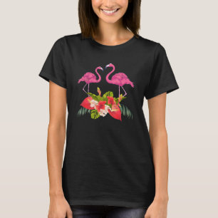 Tropische Blume Zootier Exotische Vögel Lover Pink T-Shirt
