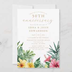 Tropische Blumen 50. Hochzeitstag Einladung