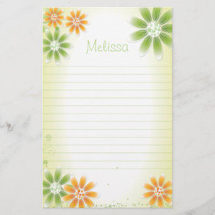 Tropische Blumen 5,5" x 8,5" Schreibwaren Briefpapier