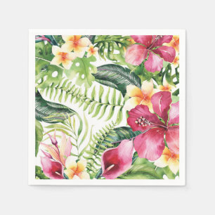 Tropische Blumen Blätter Florale Hochzeitsdusche P Serviette