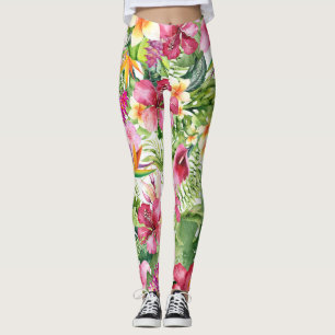 Tropische Blumen & Blätter Hawaiianische Blumen Leggings