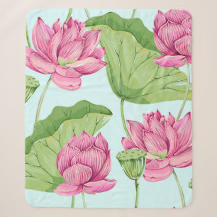 Tropische Blumen, Blätter, rosa Lotus, Wasserlilie Sherpadecke