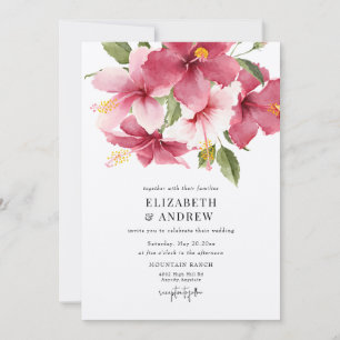 Tropische Blumen & Blätter   Sommerblumen-Hochzeit Einladung