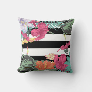 Tropische Blumen Blüten Blätter Chic Botanisch Kissen