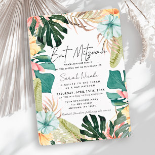 Tropische Blumen & Botanische Pflanzen Bat Mitzvah Einladung
