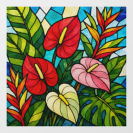 Tropische Blumen Fensteraufkleber
