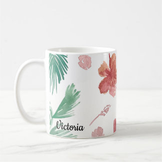 Tropische Blumen Hand-Wasserfarbe Mutternname Kaffeetasse