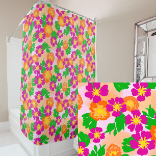 Tropische Blumen hell und bunt Duschvorhang