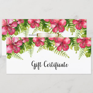 Tropische Blumen Hibiskus-Blätter Geschenkgutschei Einladung