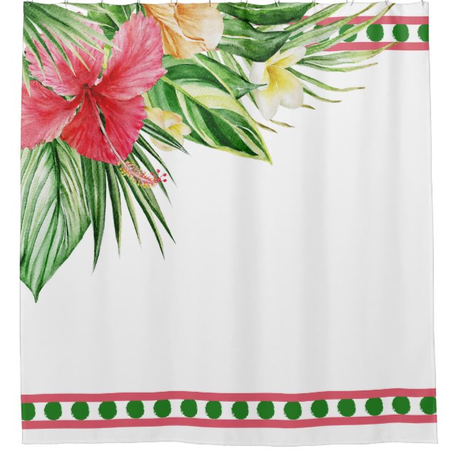 Tropische Blumen Hibiskus Duschvorhang (Vorderseite)