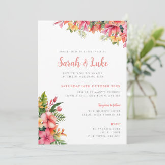 Tropische Blumen-Hibiskus-Hochzeitseinladung Einladung