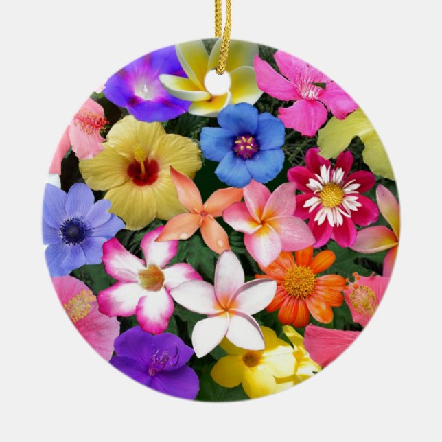 Tropische Blumen Keramik Ornament (Vorne)