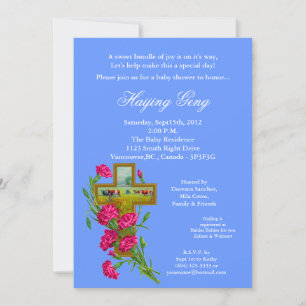 Tropische Blumen-Kreuz-Baby-Shower-Einladung B7 Einladung