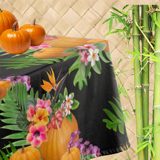 Tropische Blumen Kürbisse Erntedankfest Tischdecke