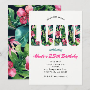 Tropische Blumen LUAU Geburtstagsparty-Einladungen Einladung